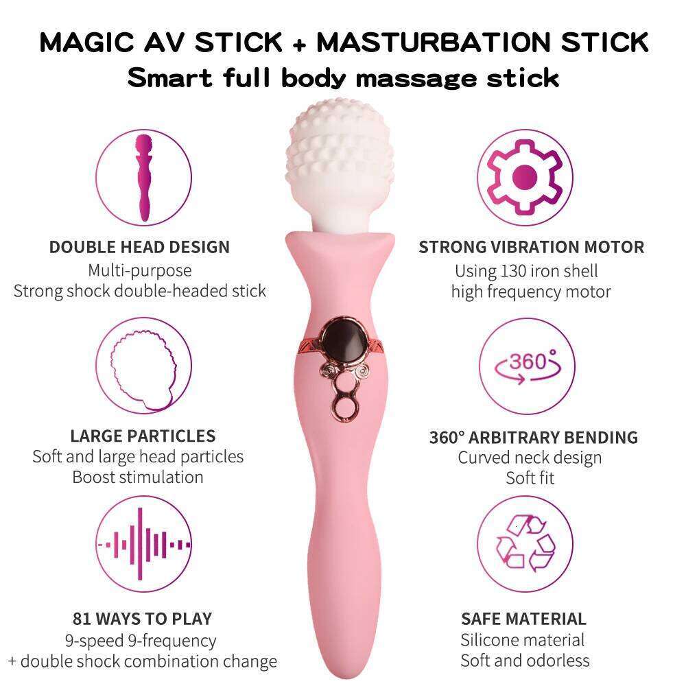 New Sex Toys Dildo Powerful for Women AV Magic Wand G-spot Orgasm Masturbator Double Head Stimulation Vibrator W260305