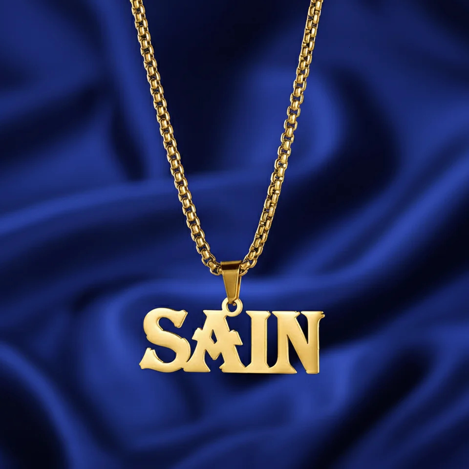 Personalized Custom Name Pendant Necklace Stainless Steel Thick Chain for Men Women 18K Gold Plated Birthday Jewelry Gift 260302
