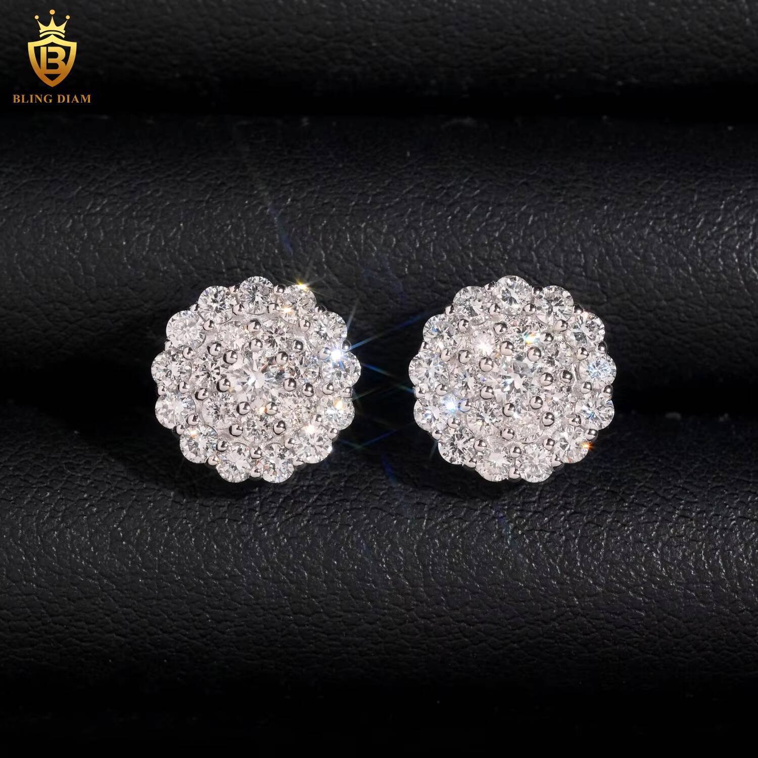Hot Sale Fine Jewelry 11mm 925 Sterling Silver Diamond Lab Diamond Earring Iced Out Jewelry Earring Women with IGI Certification
