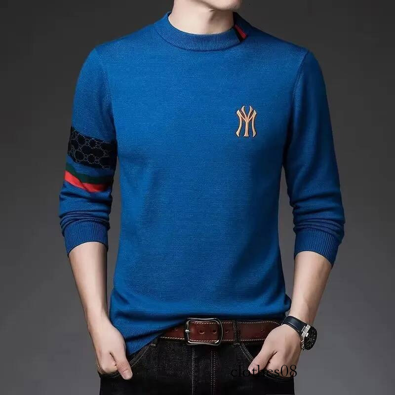 High end luxury designer brand embroidery sweater round neck knitted pullover autumn and winter fashion men's clothing