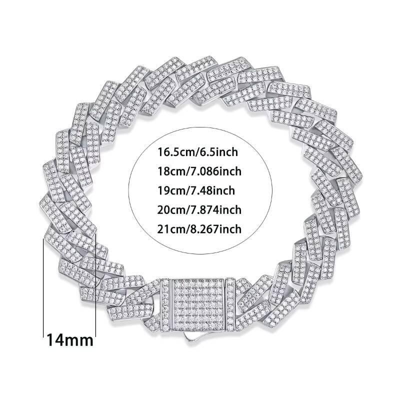 New Hip-hop Cuban Chain Diamond Moissanite Bracelet Mens Jewelry Cuban Gold Chain European and American S925 Sterling Silver