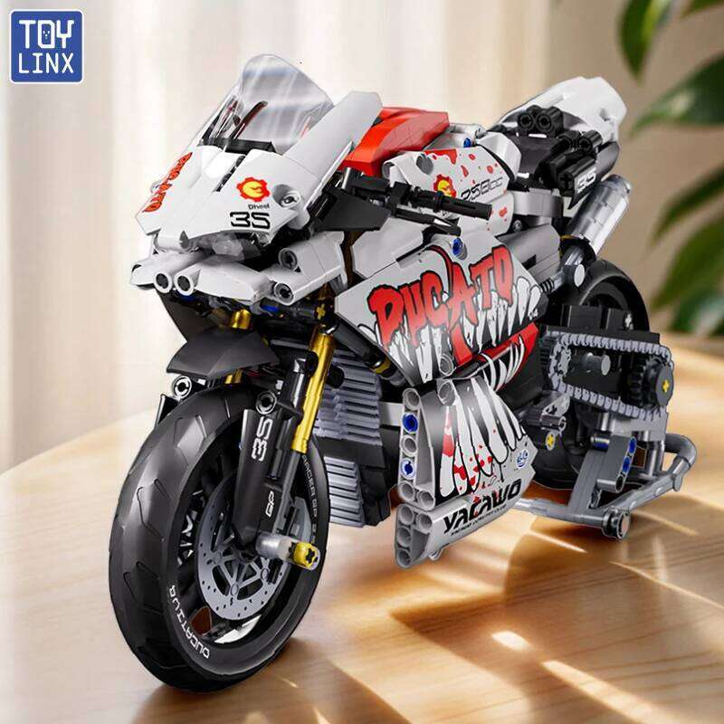 TOYLINX 833pcs Technical City Motorcycle MOC Sport Car Building Blocks 1:10 Scale Motorbike DIY Supercar Bricks Toys For Boys Z260305