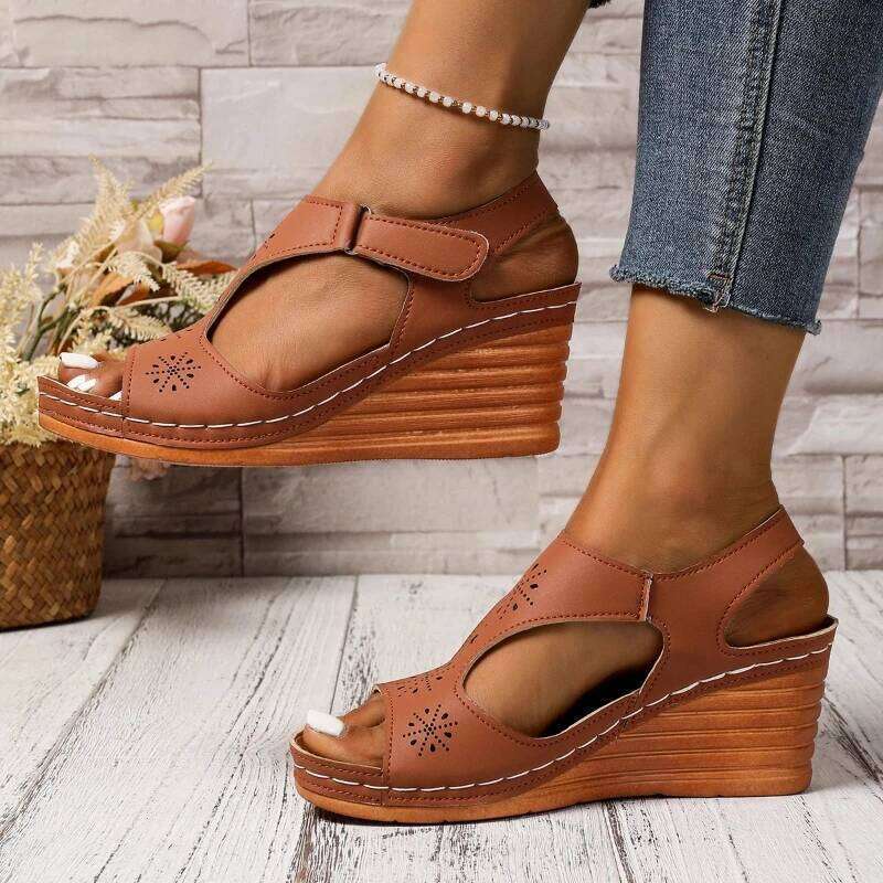 2025 Summer New Fashion Slope High Heel Sandals Elegant Casual Women's Shoes