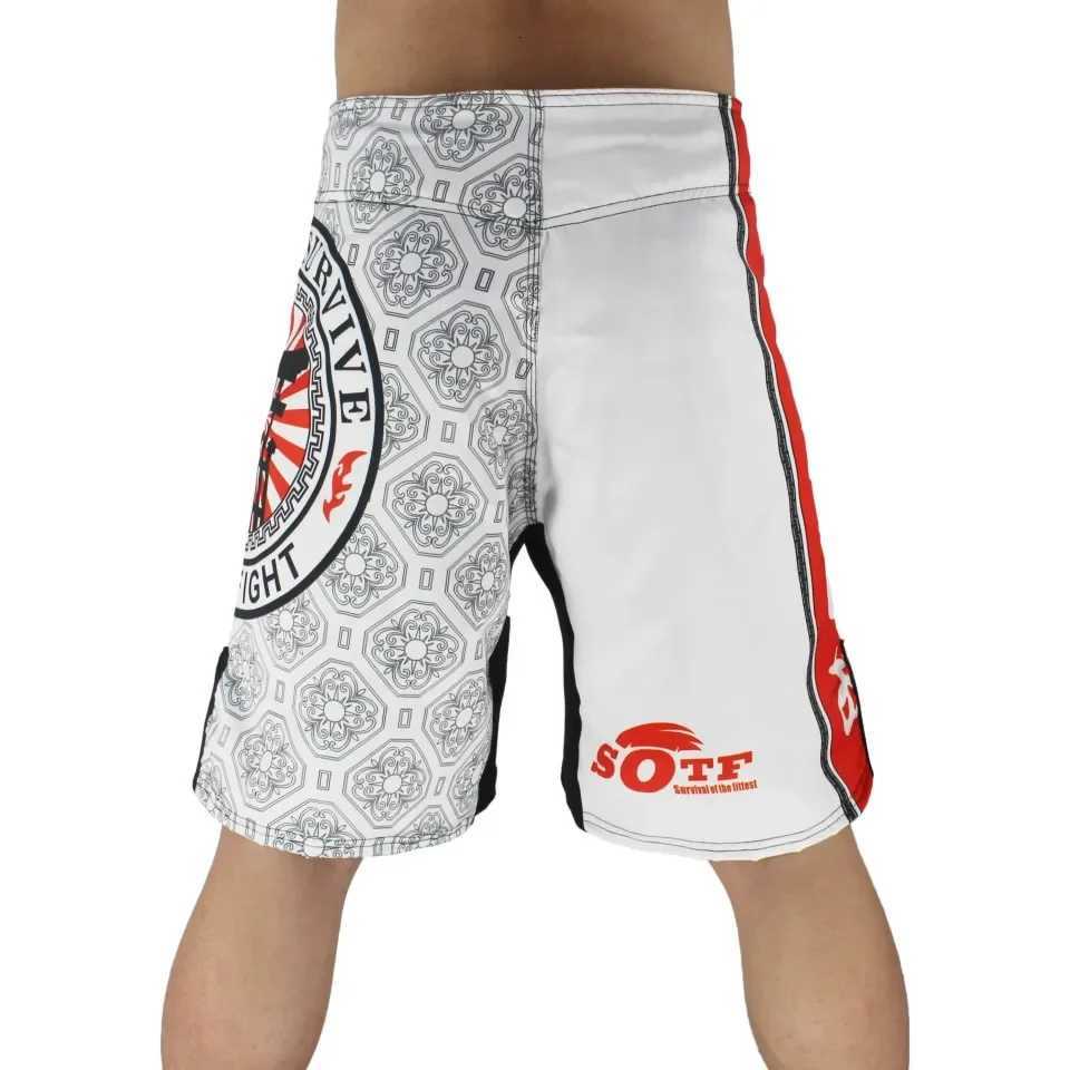 White Japanese Style Print Ferocious Roar Battle Fitness Shorts mma fight shorts Tiger Muay Thai boxing clothing pretorian X260306