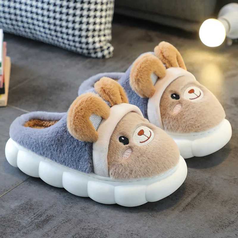 Baby Warm Slippers Autumn Winter New Boys Girls Cartoon Animal Cotton Slippers Non Slip Comfortable Soft Sole Plush Cotton Shoes S260305