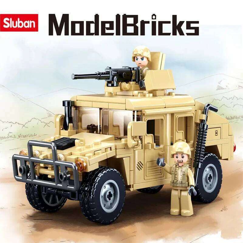 265PCS WW2 Military SWAT H2 Assault Vehicle Building Blocks Army Soldier Armor Car Model Bricks DIY Toys Gifts For Kids Boys Z260305