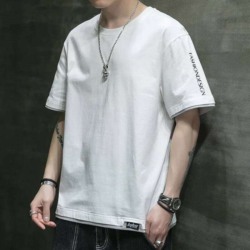 new large short t-shirt pure cotton summer man loose and fat men's half sleeved clothes Fat Boy T-Shirt 26H0306