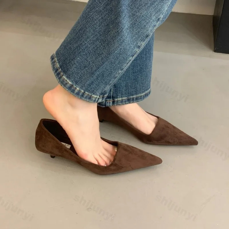 Elegant Pointed Head Shallow Mputh Casual Single Shoes for Womens Autumn Comfortable Fashion Versatile Thin Heel Pumps 260303