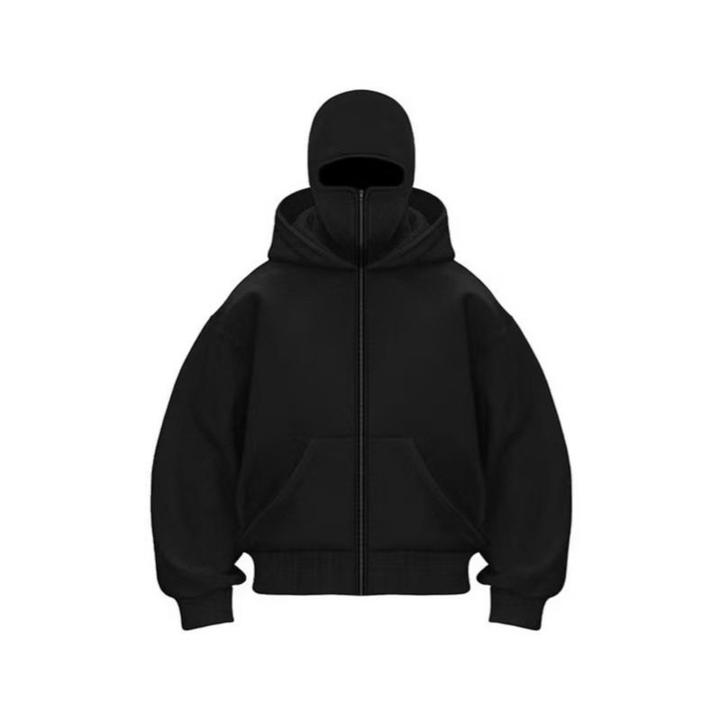 Men's zip shirts fleece cardigans masked double hats hoodies sweatshirts euro size loose sports coats