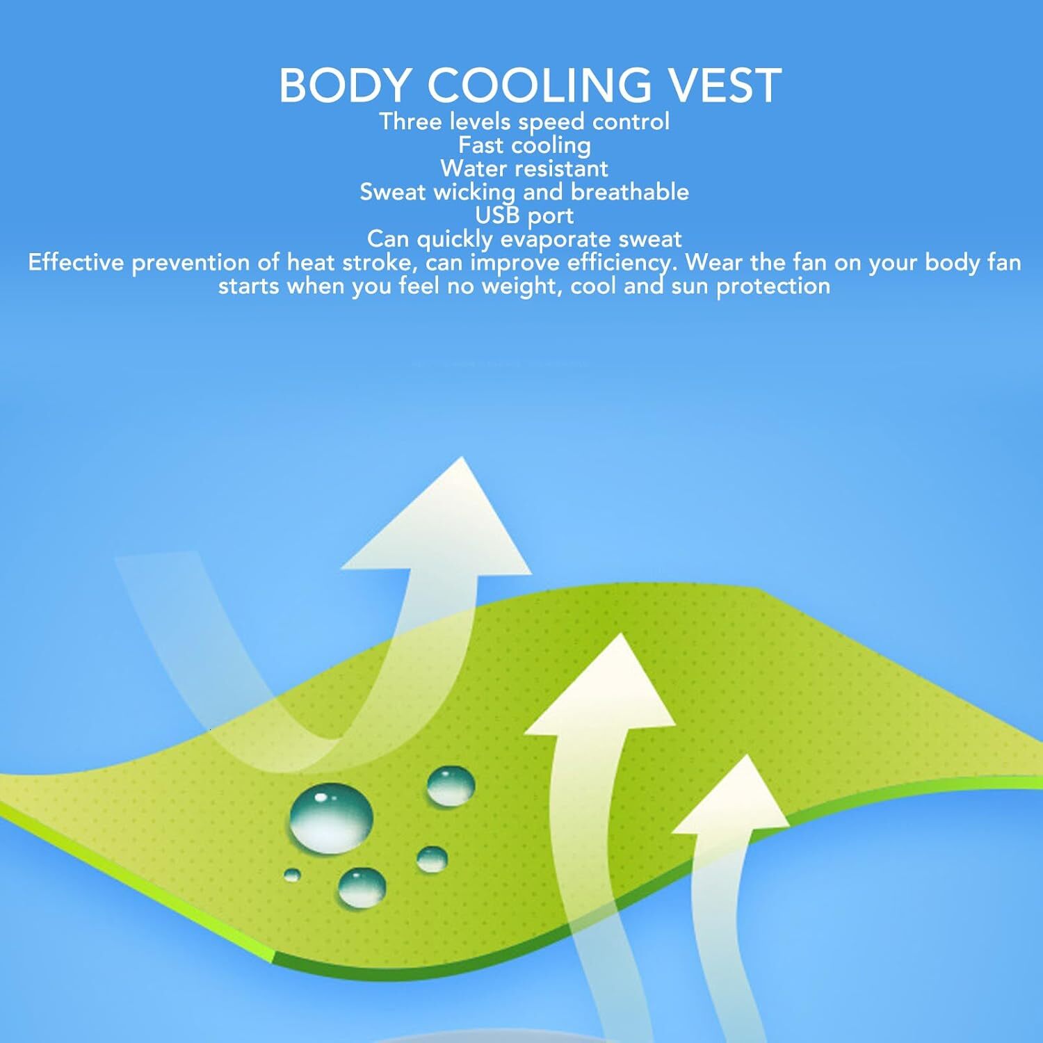 Body Vest Polyester Cooling Jacket 3 Speed Mode Air Conditioned Clothes with 2 Fans for Hot Weather Work