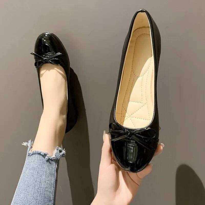 Flats Comfort Ballerina 2025 Summer New Shallow Mouth Non-slip Ladies Loafers Elegant Bowknot Women Single Shoes