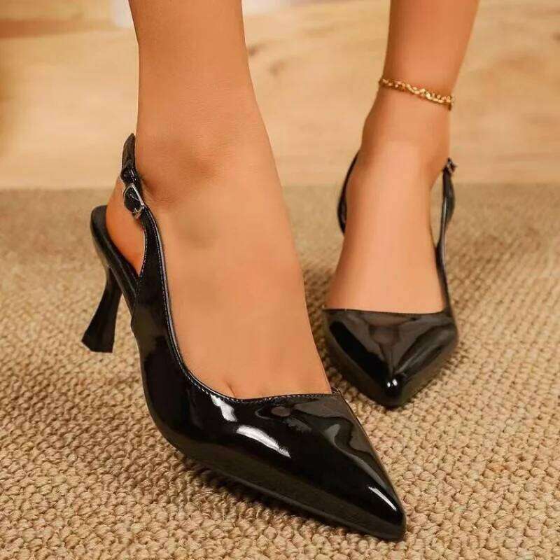2026 Spring/Summer Women Plus Size Mule Sandals Sexy Pointed Toe Stiletto Heels | Elegant Back Strap Party Pumps