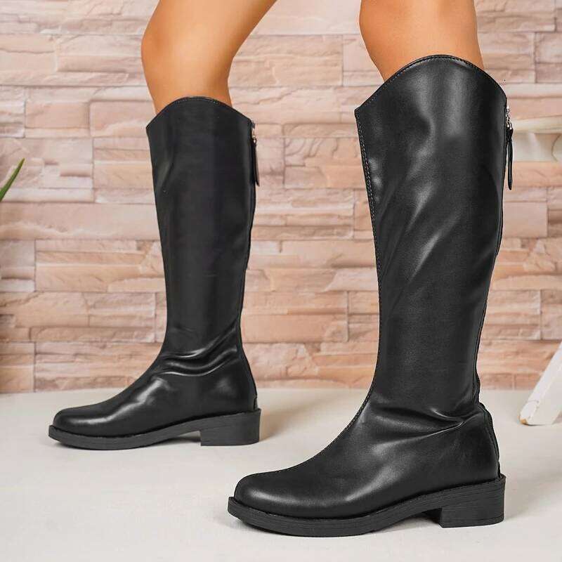 2025 new style with simple and fashionable back zipper soft sole comfortable midsole women's fashion boots