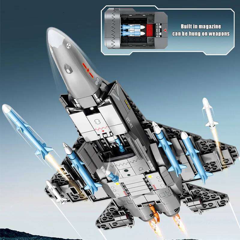 Technical 621Pcs J35 Shipborne Aircraft Model Building Blocks Military Airplane With Pilot MOC Bricks Toys Children Adult Gifts Z260306