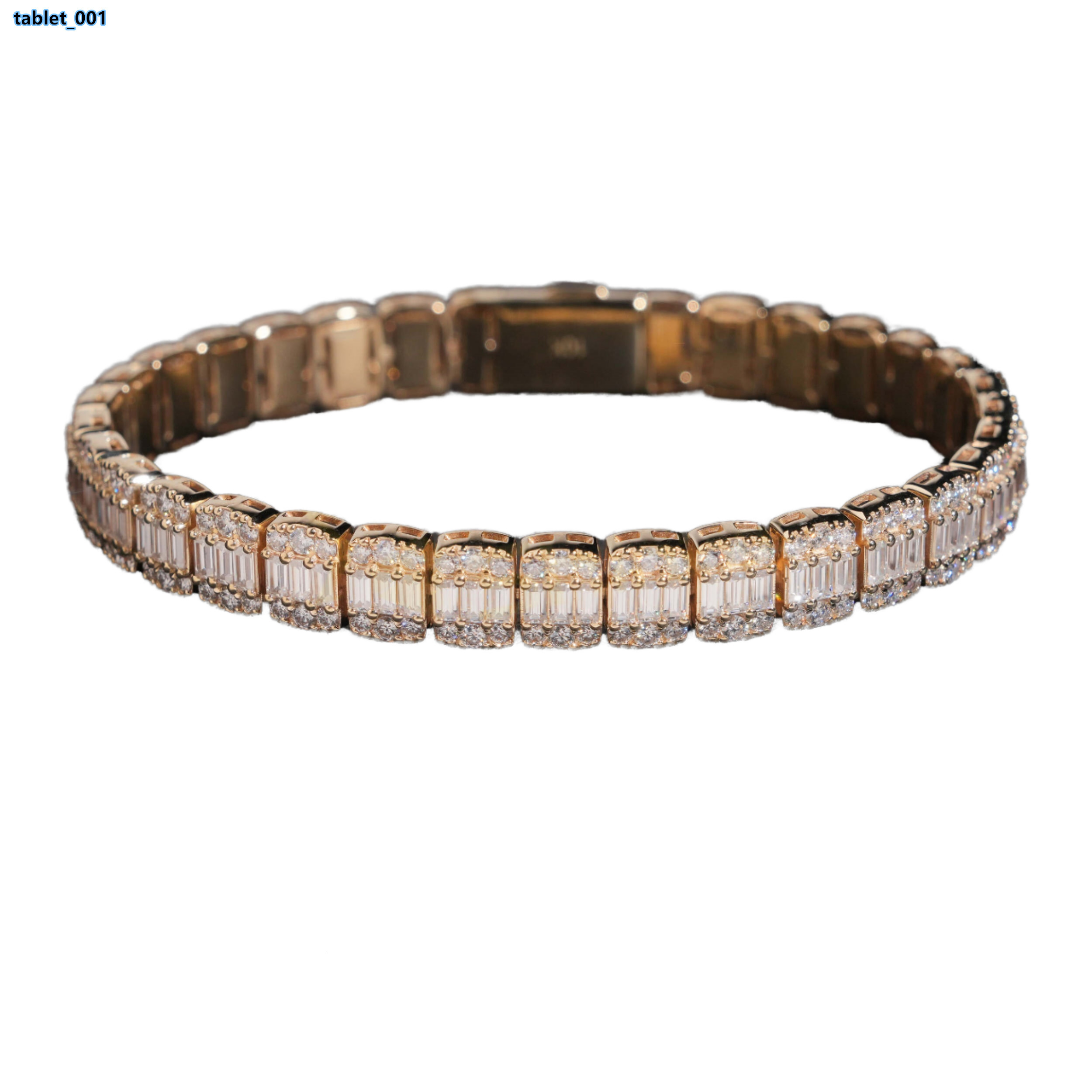 Sparkling 3mm Moissanite Halo Tennis Bracelet High Quality Platinum Plating Non Fade 925 Sterling Silver Hip Hop Jewelry for Men