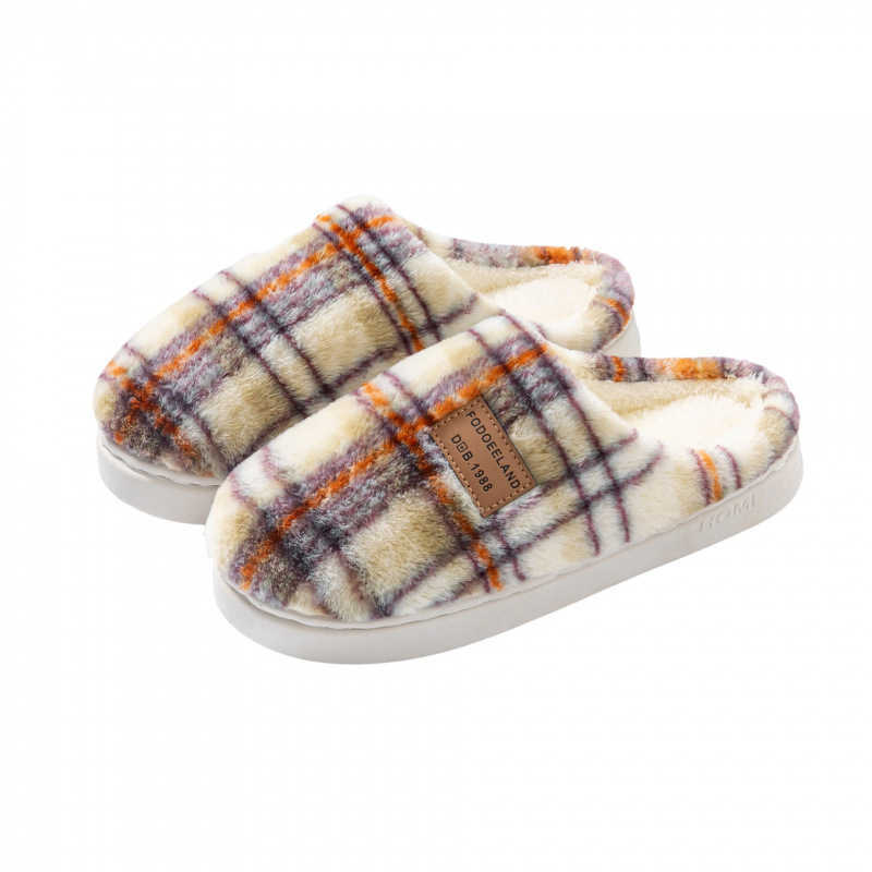 Winter 2025 new model indoor home use thick-soled non-slip warm plush maternity shoes plaid cotton slippers for women in autumn S260305