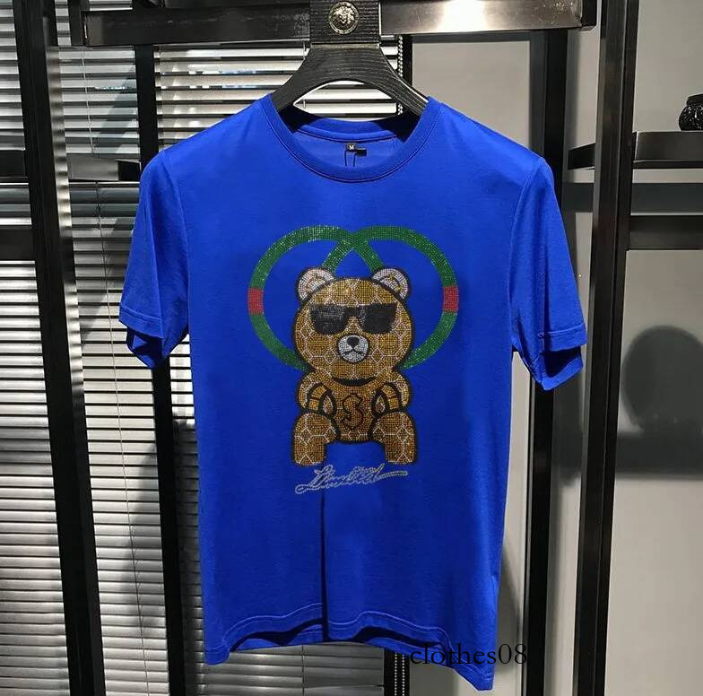 Fashion Anime Men's Rhinestones Dress T-shirt S-6XL Cotton Streetwear Hip Hop Design for Drop Shipping