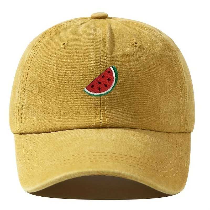Four season baseball cap with watermelon print pattern for both men and women adjustable duckbill cap for outdoor hiking S260306