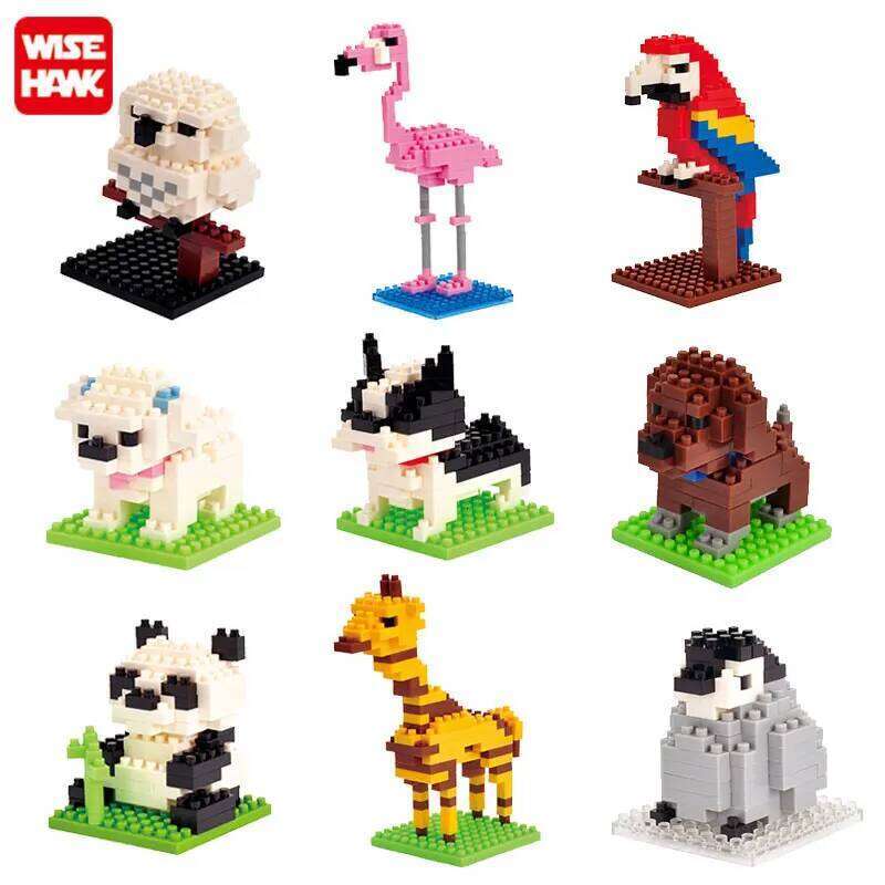 Mini Building Blocks 3D Animal Diamond Model Micro Bricks Dog Cat Bird Moose Wolf Panda Macaw Toys For Children Birthday Gifts Z260305