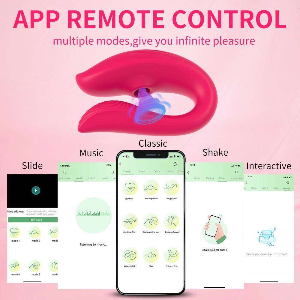 Wireless Remote Sucking Vibrator Wearable U Shaped Dildo Oral Clit Massager Dual Stimulation Adult Couple Sex Toys for Women W260305