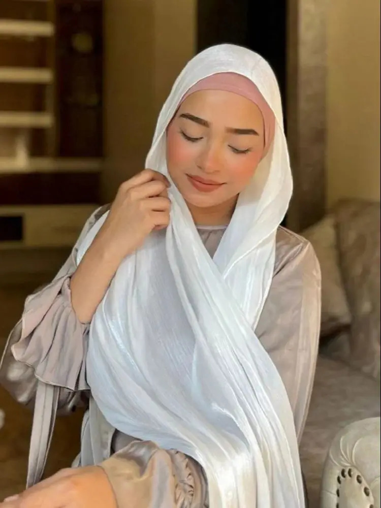 Shimmershawl Silk Hijab Scarf Breathable Cool Island Satin Medine Silk Veil Muslim Hijab Shiny Silk Shawl Womens Scarves Tippet 260304