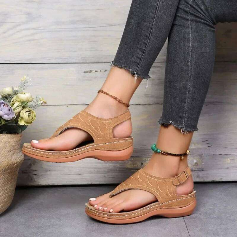 New 2025 Roman Style Buckle Belt Female Breathable Women Sandals Summer Open Toe Platform Lightweight Shoes