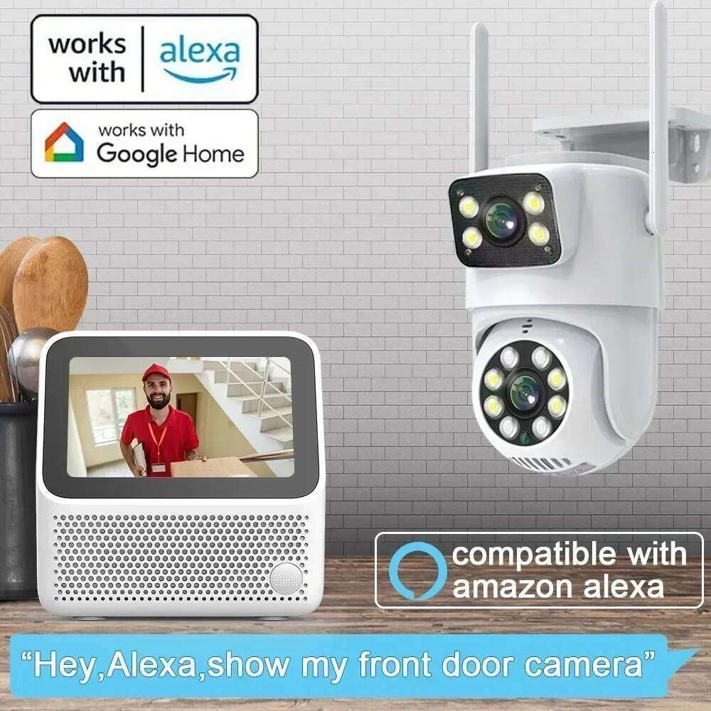 4K 8MP Tuya Lens PTZ WIFI Full HD Dual Screen Ai Human Auto Tracking Outdoor 4MP Security Video Surveillance Camera 26W0306