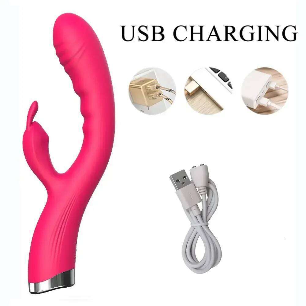 10 Speed G Spot USB Rechargeable Powerful Dildo Rabbit Vibrator for Women Clitoris Stimulation Massage Adult Sex Toys W260305