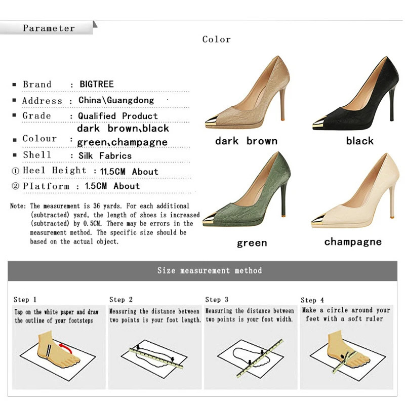 BIGTREE Shoes 115 cm Women Pumps Sexy high heels Metal pointed tip Stiletto Ladies shoes banquet shoes Large size 43 260306