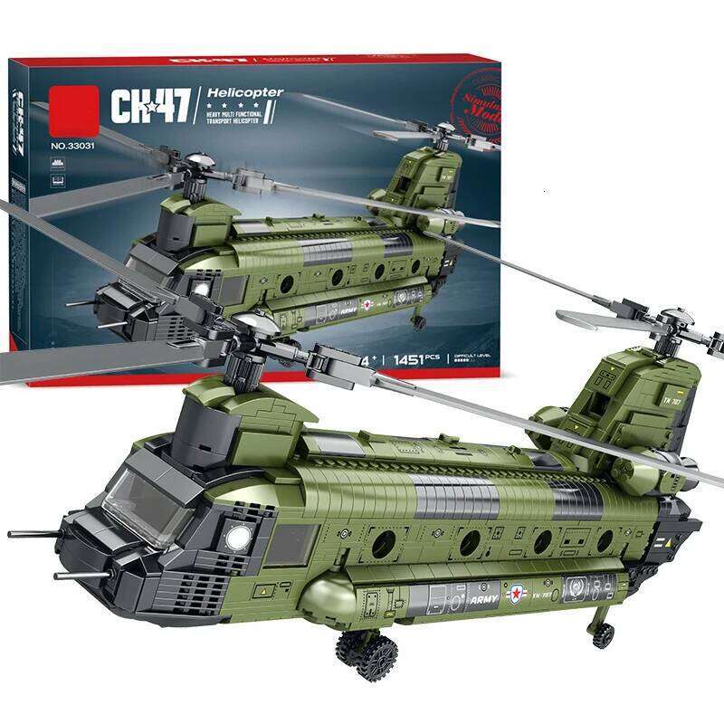 1451PCS CH-47 Transport Plane Building Blocks Military Armed Helicopter Fighter Model Bricks Kids Toys Holiday Gifts Z260305