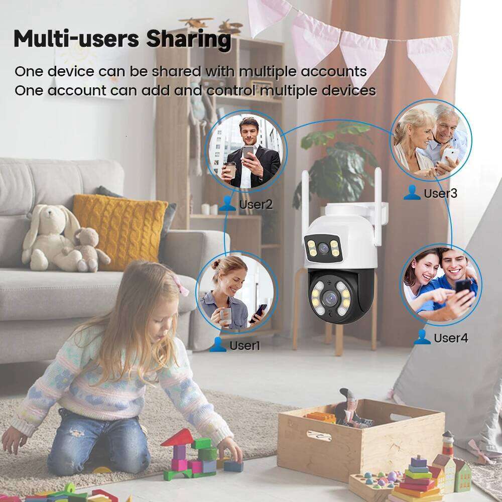V380Pro IP wifi PTZ Lens Dual Screen Manual Detection Full Color Night Vision Outdoor Security Surveillance Camera 26W0306