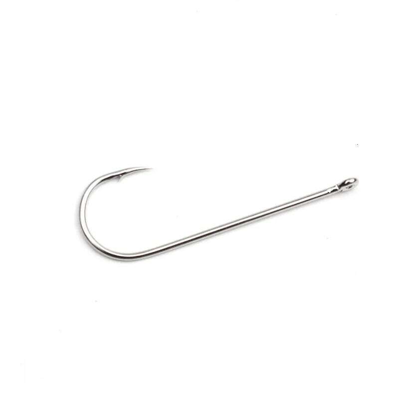50pcs Long Shank Fishing Hooks Saltwater Tin Plating Circled Fishhooks High Carbon Steel Having Barbs Offshore Angling Lure S260305