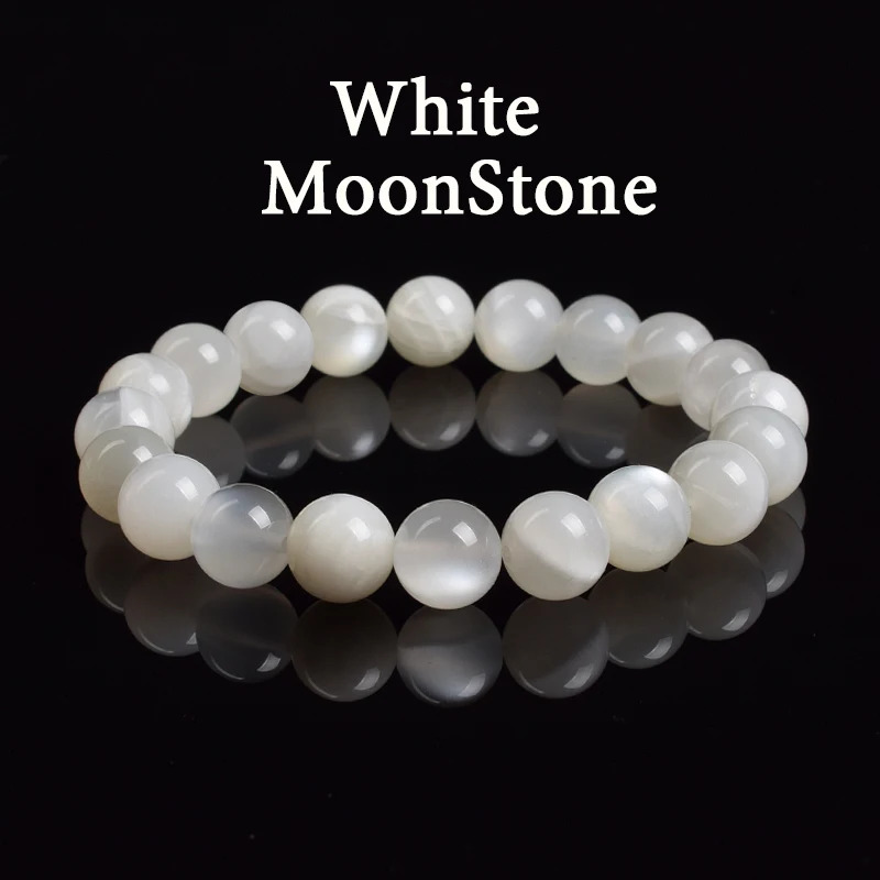 Real Natural White Moonstone Bracelet Genuine Moon Stone Beads Elastic Bracelets for Women Men Premium Gift 8mm Gemstone Jewelry 260302