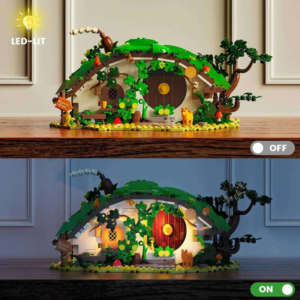 1088PCS Dwarf Cabin Set with LED Light Adults Collectible Home&Office Decor Building Blocks DIY Fantasy House Model Kit Z260306