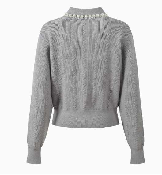 Asian Size Wool Cardigan Beaded Lapel Knitted Ribbed Twist Zipper Sweater 2025 Autumn New Style Korean Style CloTHes M260306