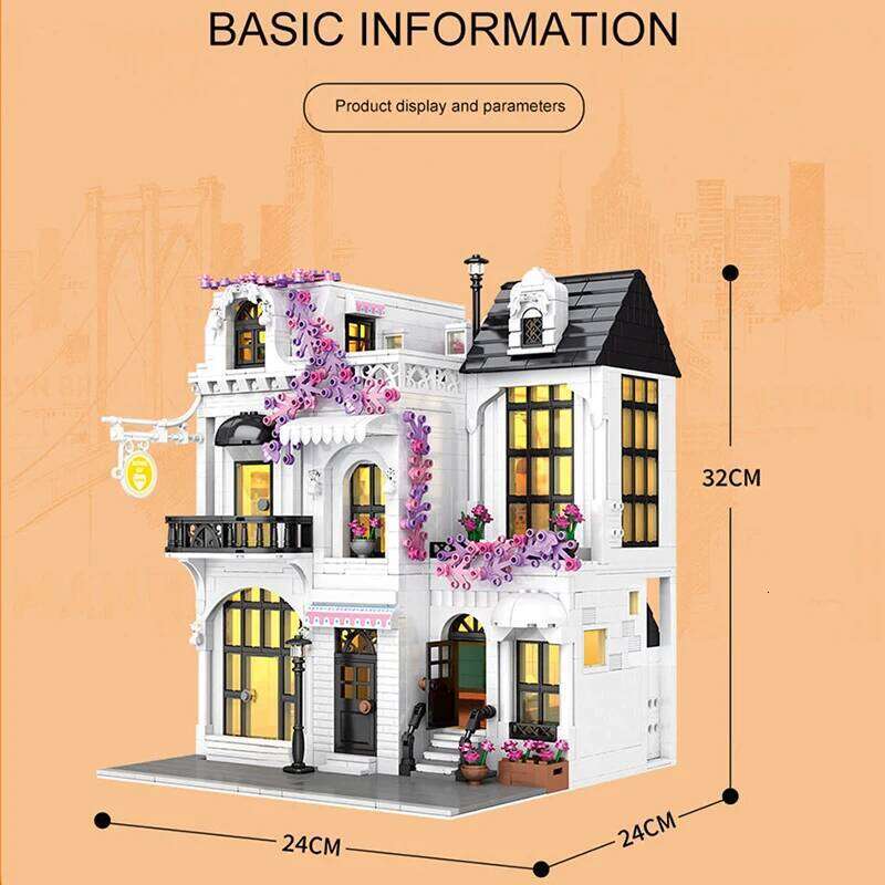 Creative Style Architecture Building Blocks Model European Flower Street Series MOC Villa Ideas Brick Boy Toy for Adult Z260306