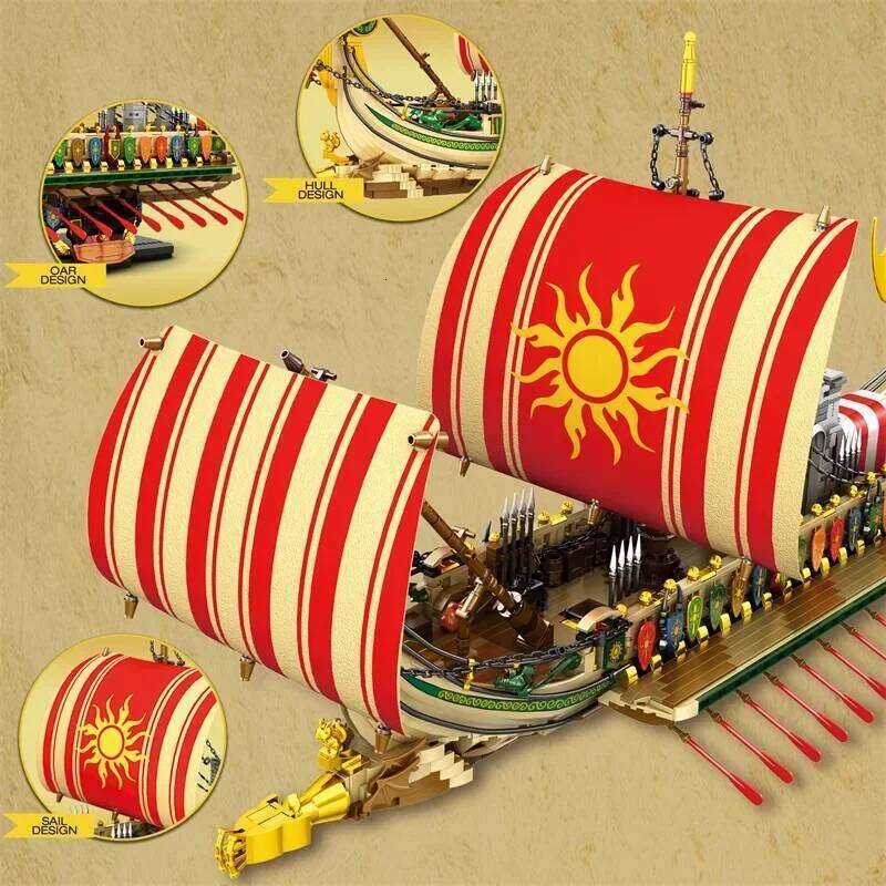 2982PCS Greek Trireme Building Blocks War Battle Ship Model Bricks Desktop Decoration Educational DIY Toy For Kids Holiday Gifts Z260305