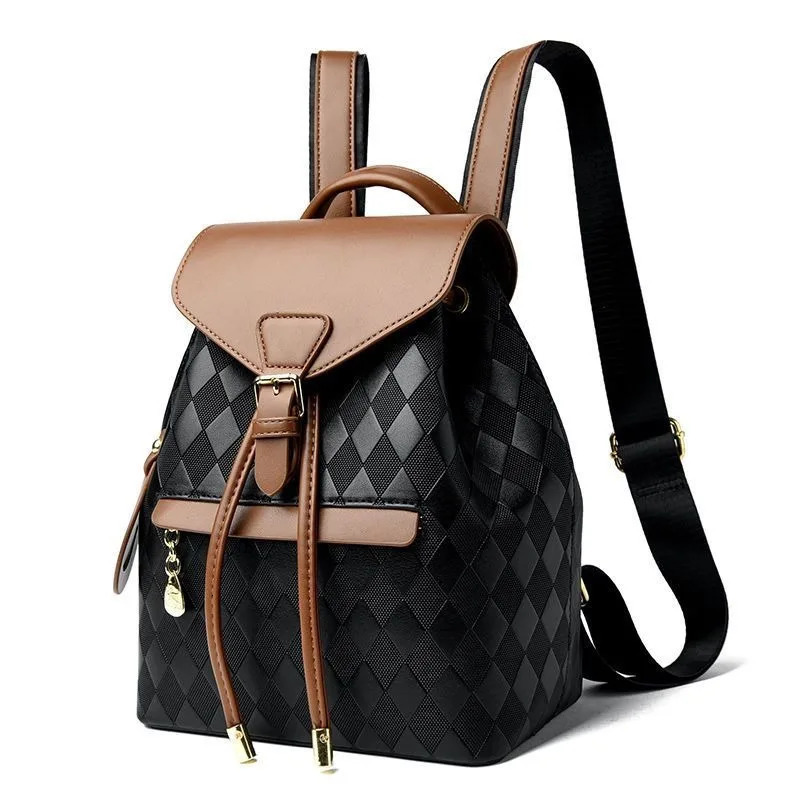 Women Backpack Soft Pu Leather Black Casual Multifunctional College Bag Capacity Shoulder Bag Trave Handle Bag260228