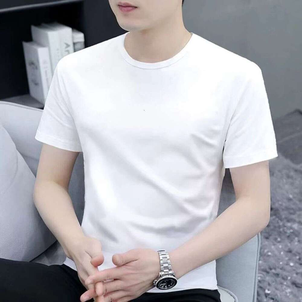 Men's pure cotton 2025 round neck t-shirt, ins half-sleeve top, men's clothing, new gold star short-sleeve shirt