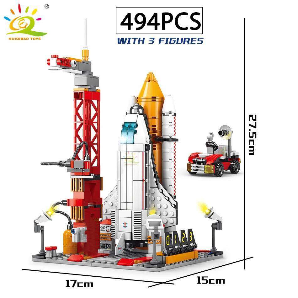 HUIQIBAO Space Aviation Manned Rocket Building Blocks With Astronaut Figure City Aerospace Model Bricks Children Toys for Kids Z260306