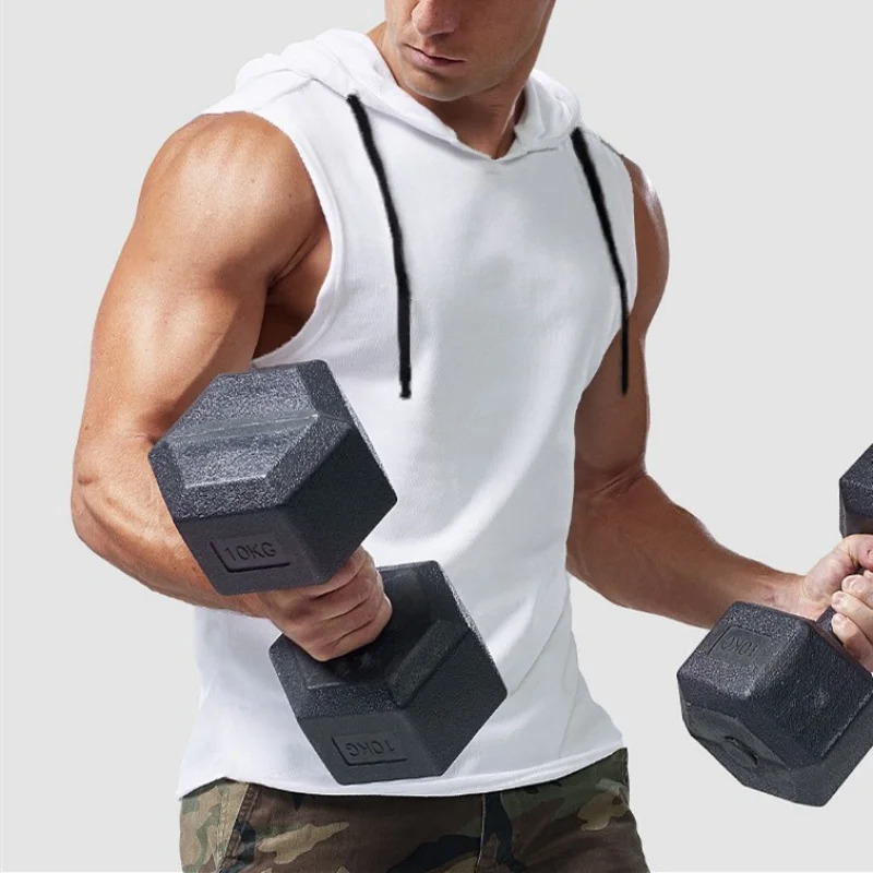 M-3XL Mens Tank Tops Vest Sleeveless Tees Hooded Male T Shirt Gym Exercise Sports Golf Shirt Korean Style Casual Solid Color 260306