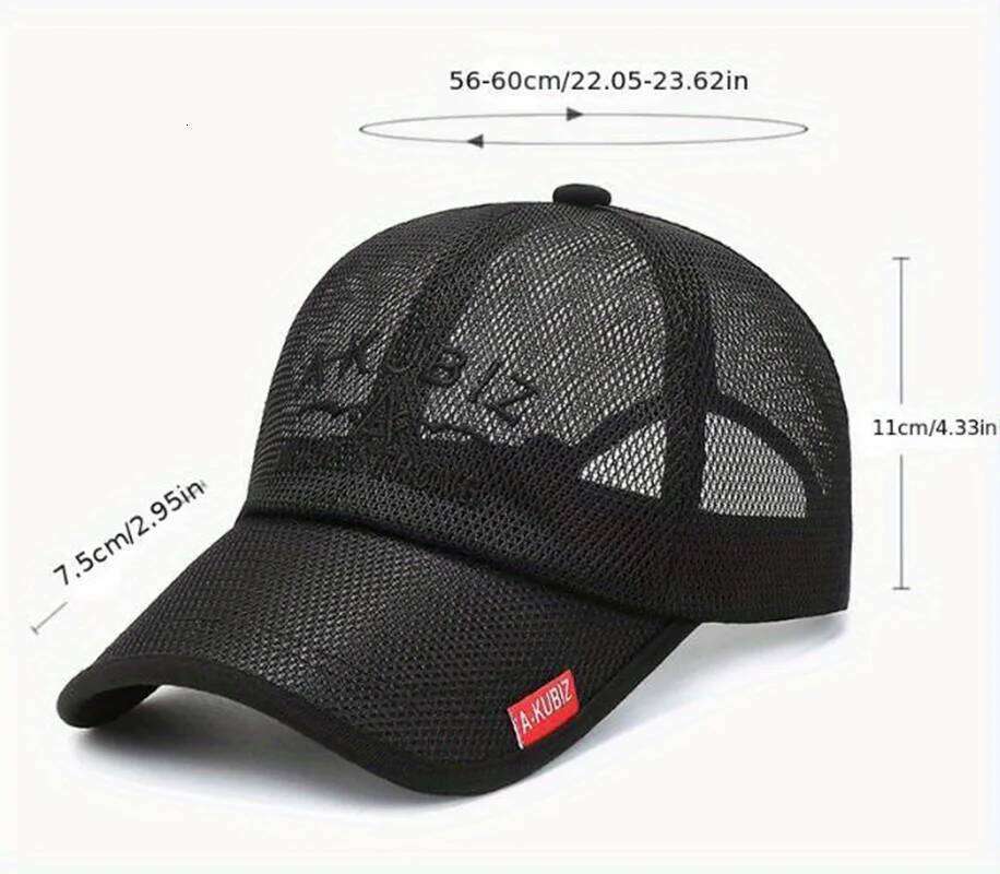 Unisex Letter Pattern Mesh Trucker Cap, Curved Brim Sun Protection Quick Drying Breathable Sports Baseball Cap For Women & Men Y260304