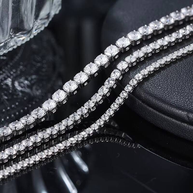 RINNTIN SB91 Accessories Women 925 Sterling Silver Couple Bracelets Hip Hop Jewelry Cubic Zirconia Diamond Tennis Bracelet Mens