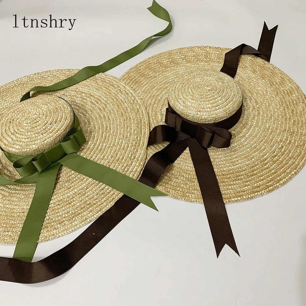 Womens Big Brim Wheat Straw Sun Hat Brim Ribbon Bow Layies Beach Hat Raffia Straw Hat wide brim hat womens hats fashionable 260228