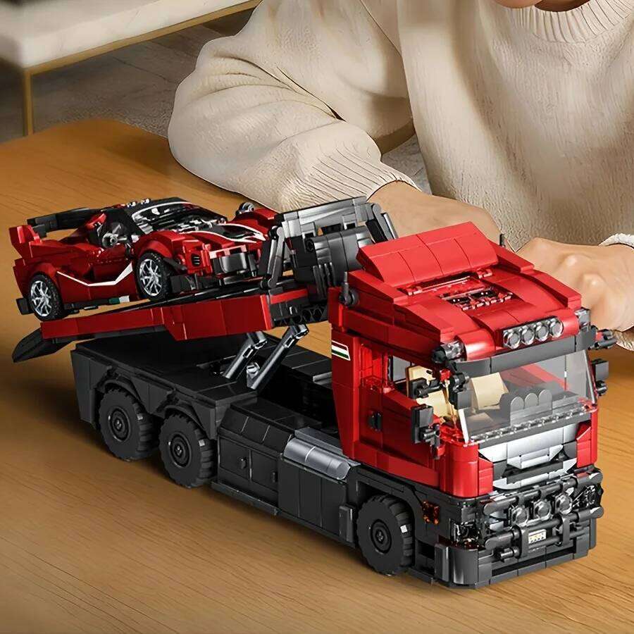 1728pcs Classic RV And Matching Sports Car Combo Trailer Building Blocks MOC Model Set, Boys' educational Toy Birthday Gift Z260305