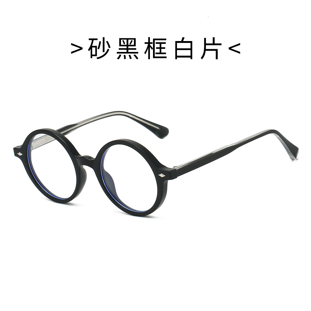 25 retro round frame flat with pin design, TR90 frame, artistic pseudo-no-makeup anti-blue light glasses women for outdoor use