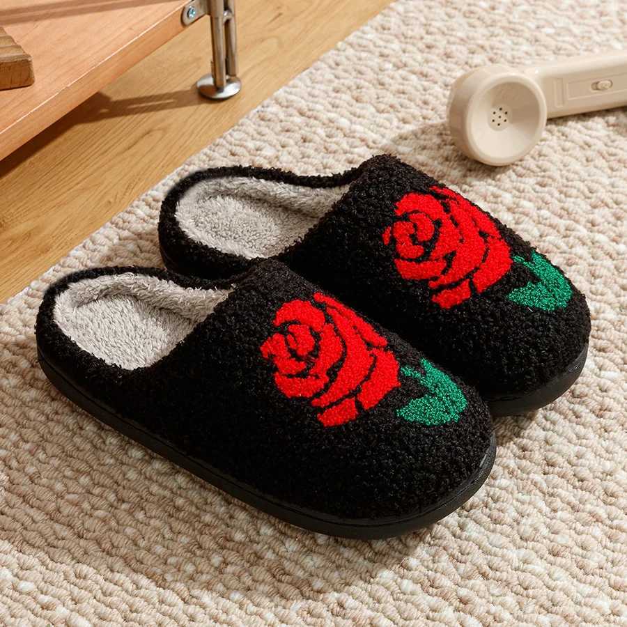 Women Winter Slippers Romantic Rose Home Warm Passionate Love comfortable Leisure Anti Slip Cotton Shoes Lover Girlfriend Gift S260305