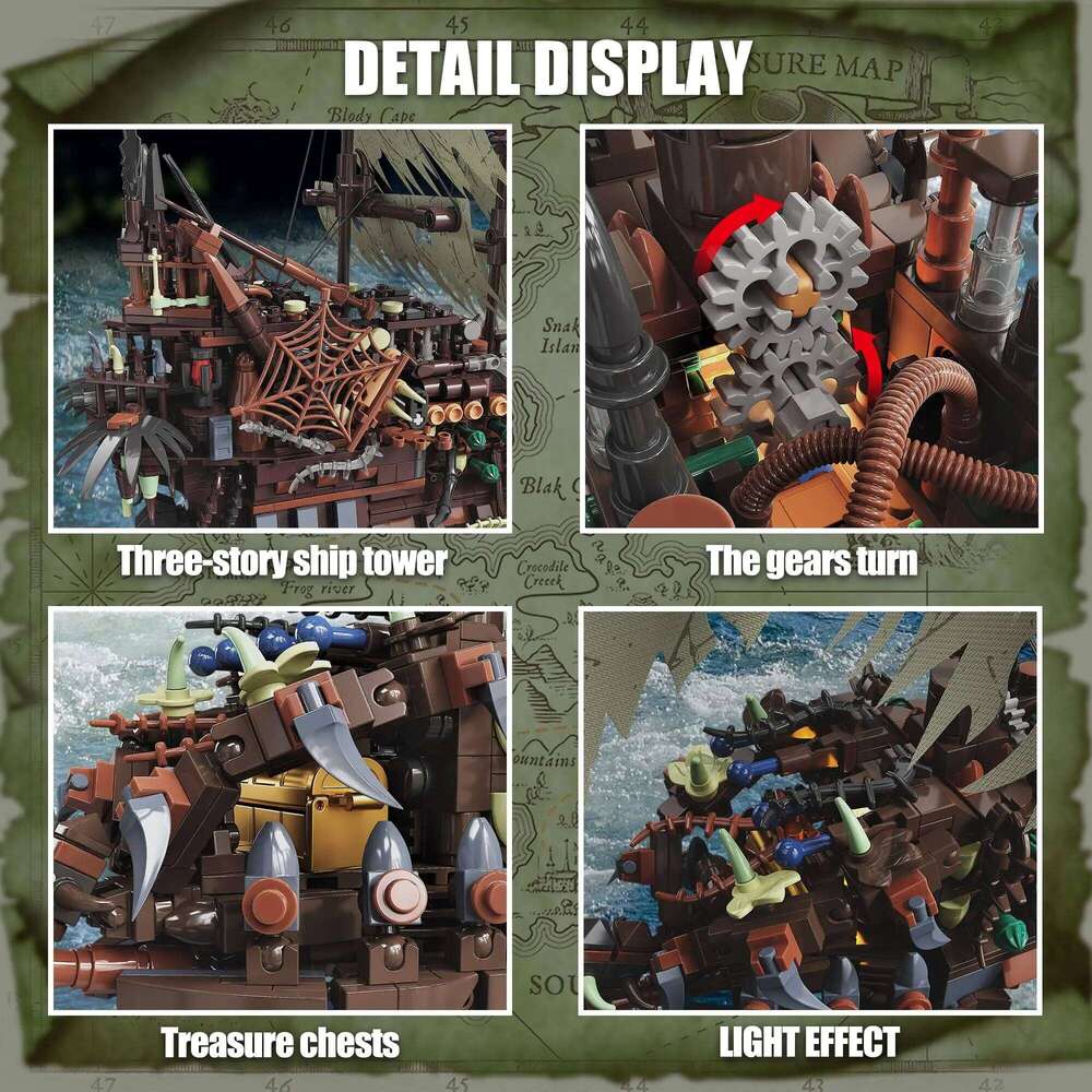 2159Pcs Pirate Ship Sets MOC Flying Dutchman Building Blocks Model Toys Christmas Birthday Gifts for Adults and Teens Z260306