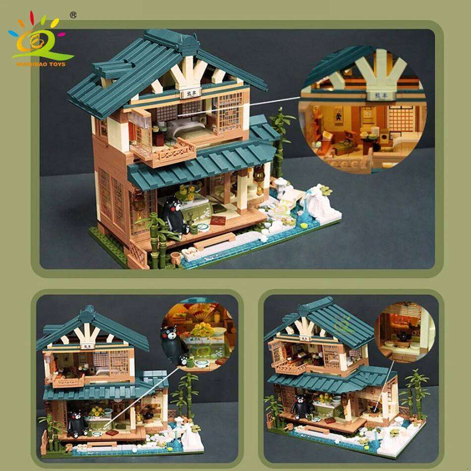 HUIQIBAO 1099PCS City Japanese Street View House Tatami Room Model Building Blocks DIY Architecture Bricks Toys for Children Z260305
