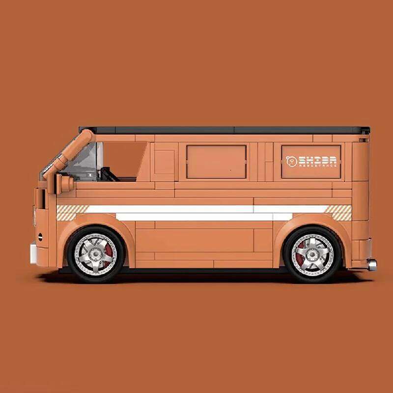 336PCS Technik Orange Van Car Building Blocks Set Modular Assembled Block Vehicle Model Kit Creative Toys Adult Gifts Z260306